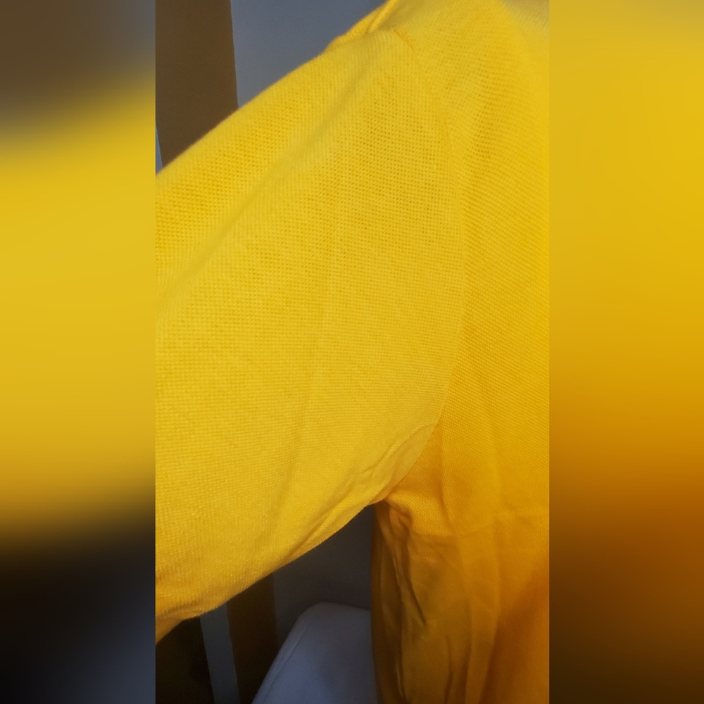 LACOSTE- Size 5/L Mens Polo Shirt- Vibrant Yellow Fabric- Classic Fit - Picture 10 of 11